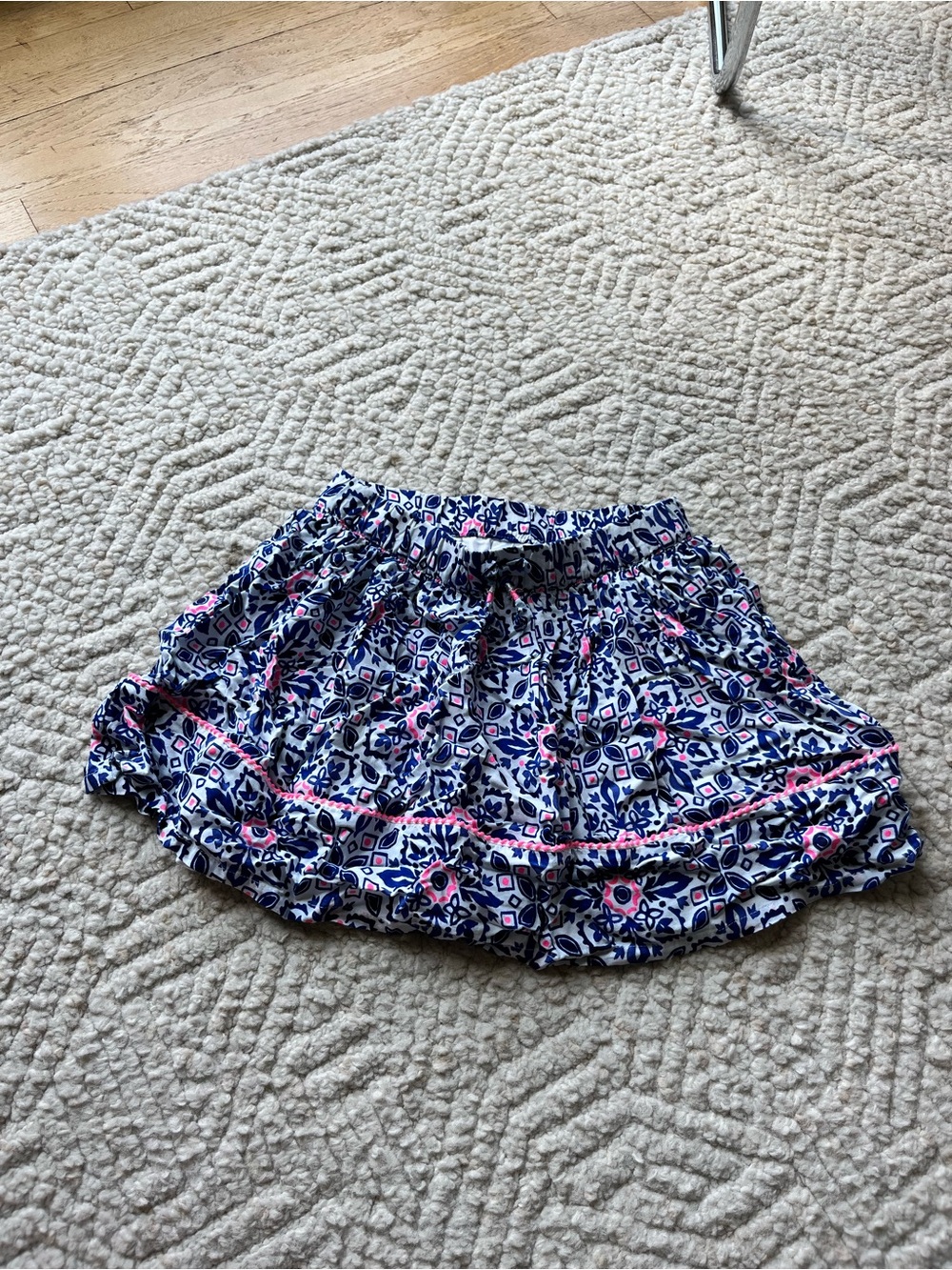 Cherokee Girls' Blue Floral Tiered Skirt with Pink Accents